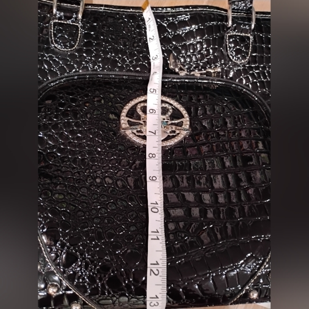 Y2K Kathy Van Zeeland Black Crocodile Stylish oversized designer tote - Picture 8 of 16